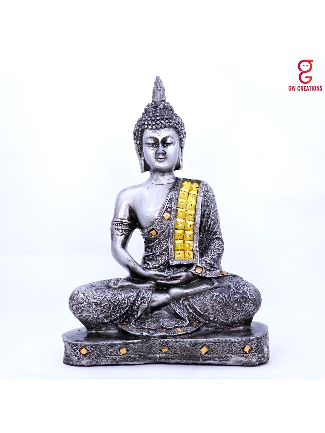 GW CREATIONS Grey Marble Buddha Idol Showpiece-image-25