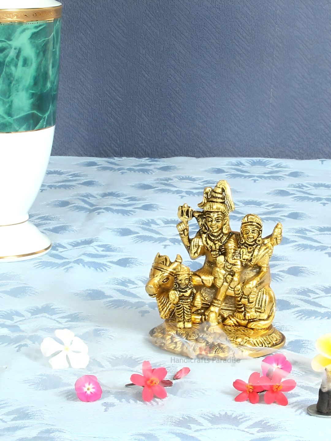HANDICRAFTS PARADISE Gold-Toned Metal Shiv Parivar Idol Showpiece-image-20