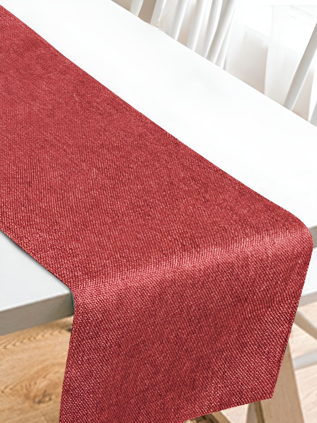 FABURAA Red Self Design Pure Jute Table Runner-picture-30