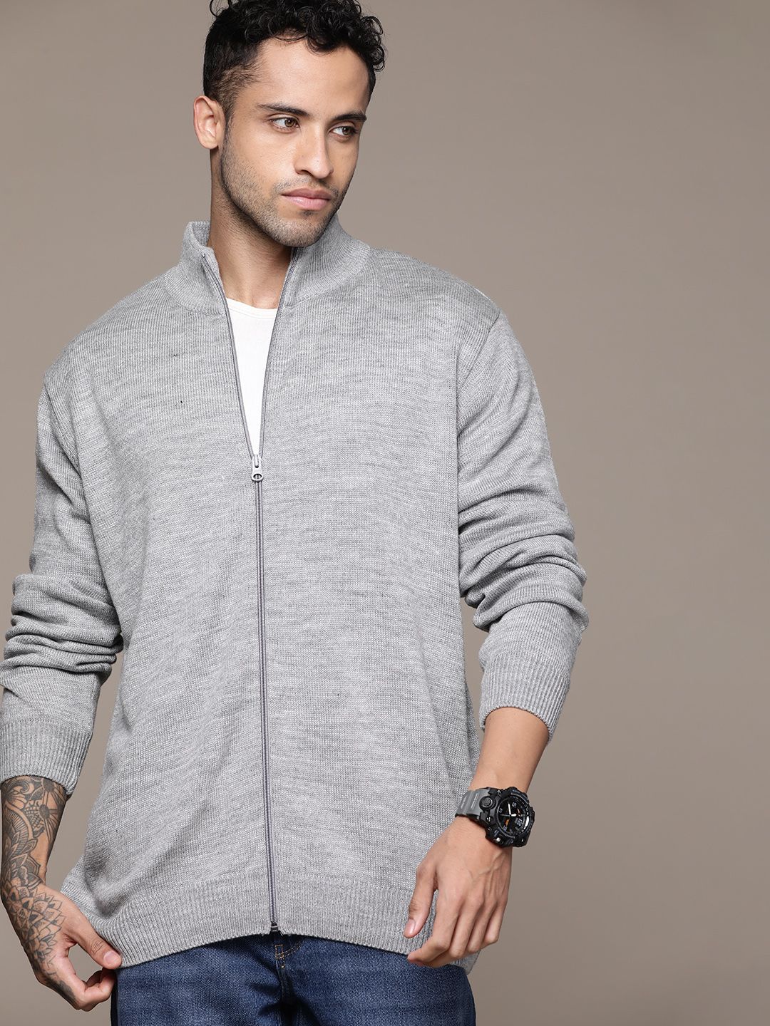 Roadster Men Acrylic Cardigan-image-3