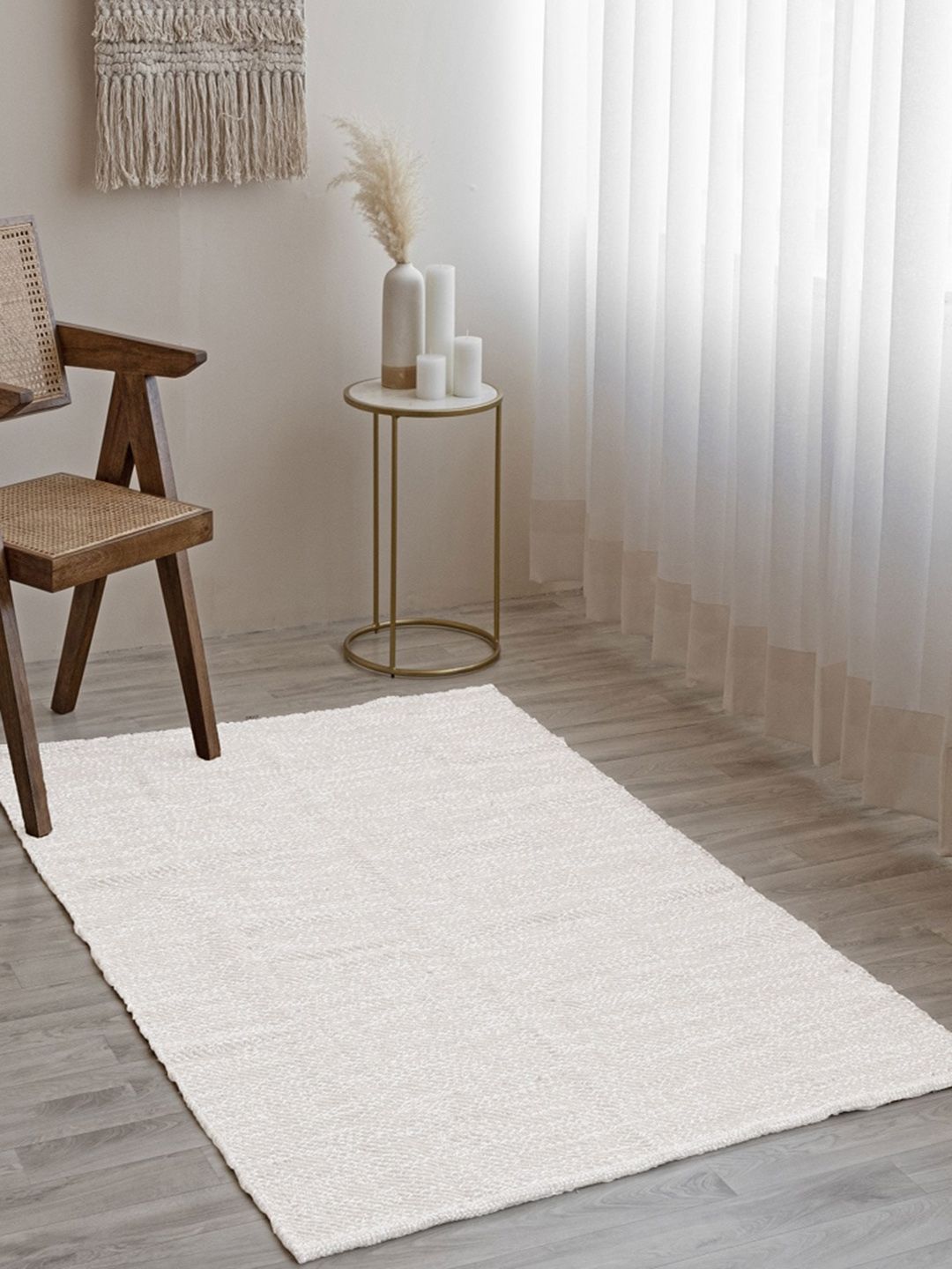 HOMEMONDE White Bohemian Herringbone Reversible Cotton Carpet-picture-53