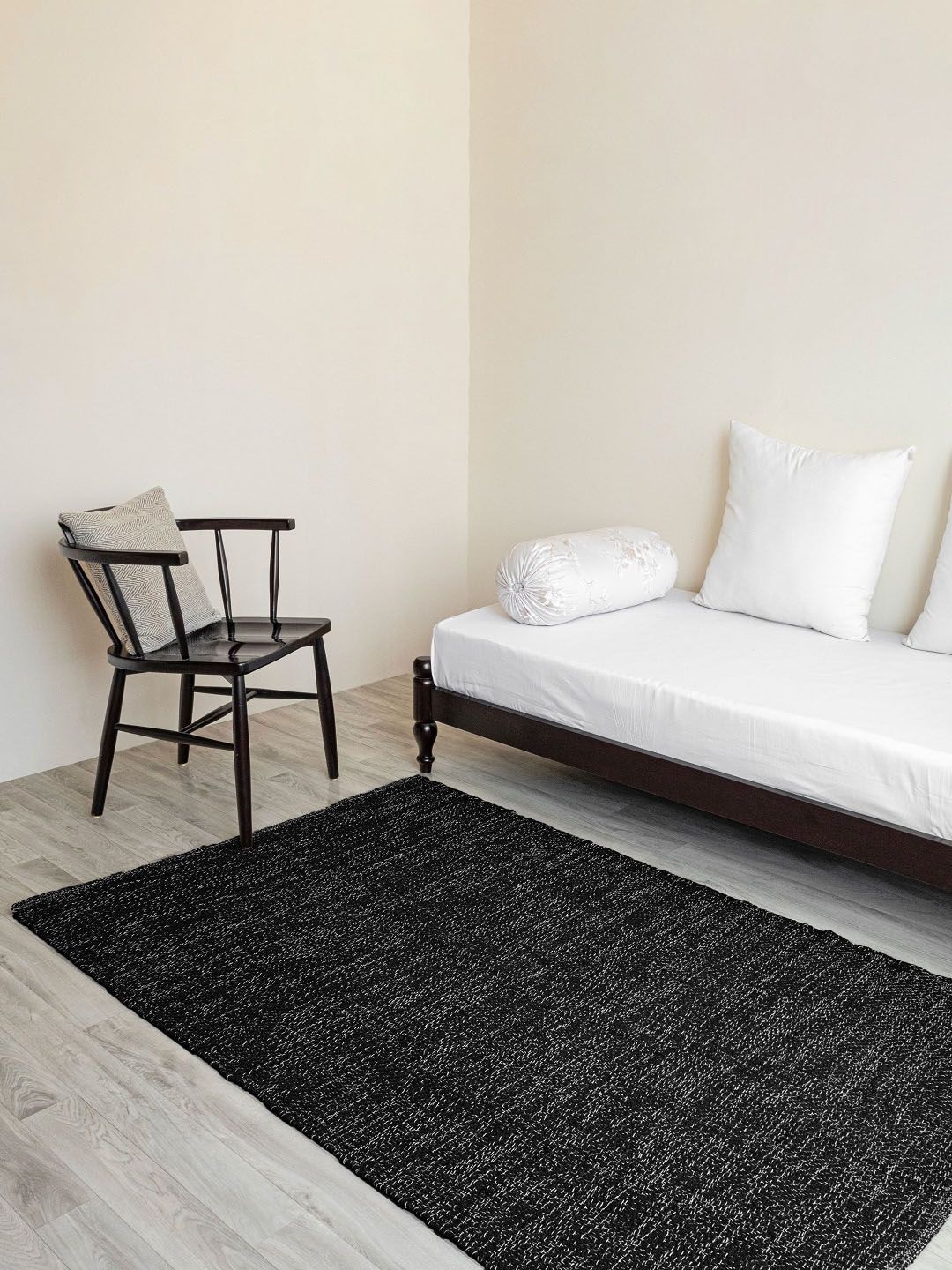 HOMEMONDE Black & White Bohemian Herringbone Reversible Cotton Carpet-picture-16
