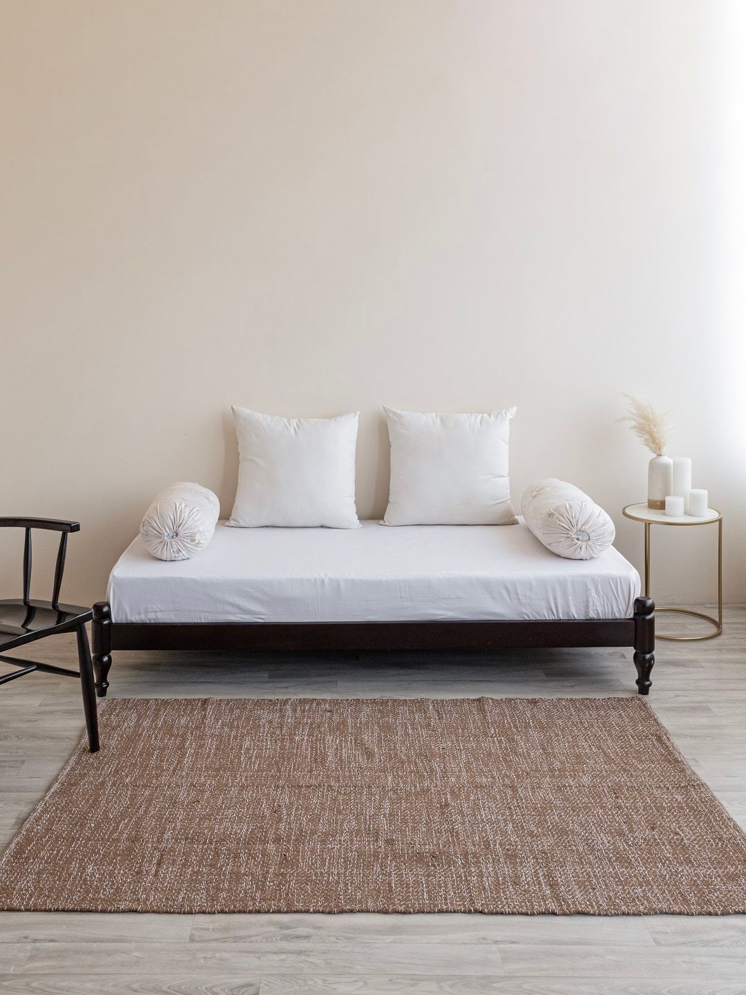 HOMEMONDE Bohemian Tan & White Herringbone Reversible Cotton Carpet-picture-7