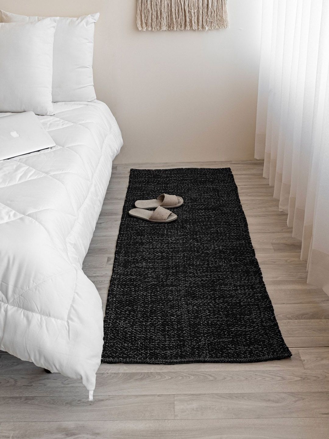 HOMEMONDE Black & White Bohemian Herringbone Reversible Woven Cotton Carpet-picture-38