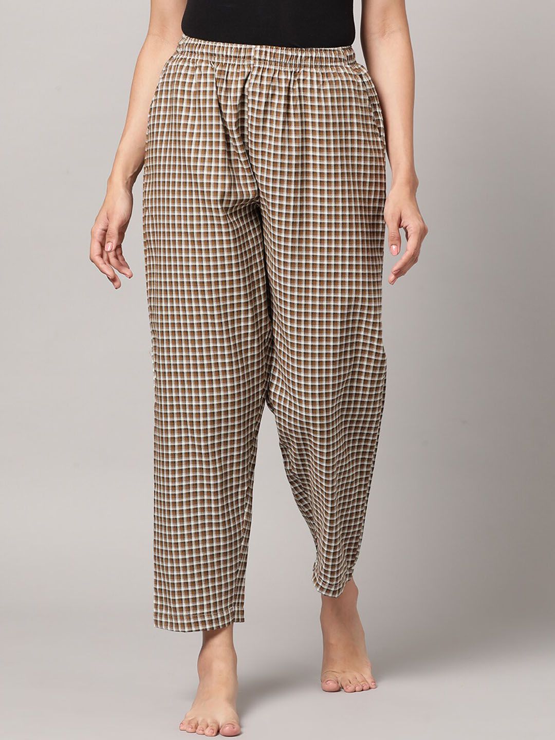 Kryptic Women Checked Pure Cotton Lounge Pants-picture-17