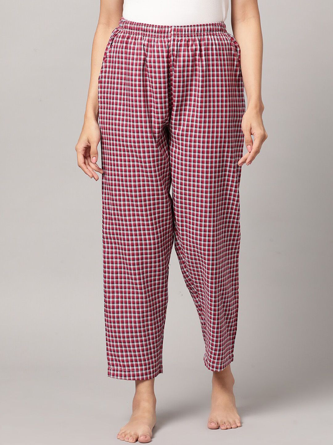 Kryptic Women Checked Pure Cotton Breathable Lounge Pants-picture-11