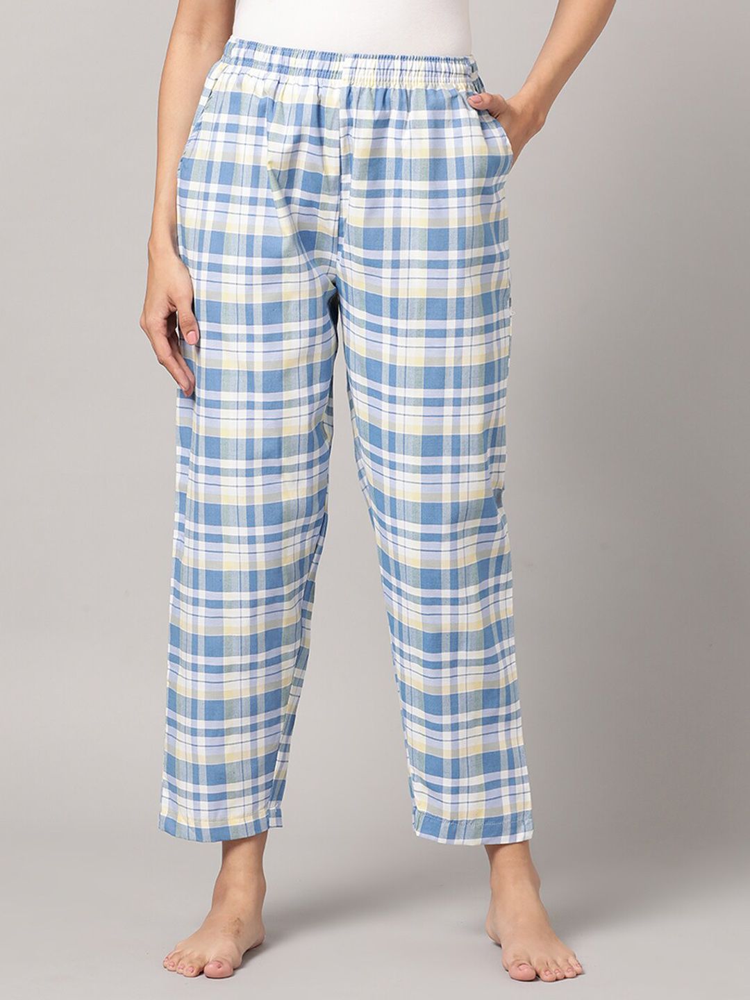 Kryptic Women Checked Pure Cotton Lounge Pants-picture-18