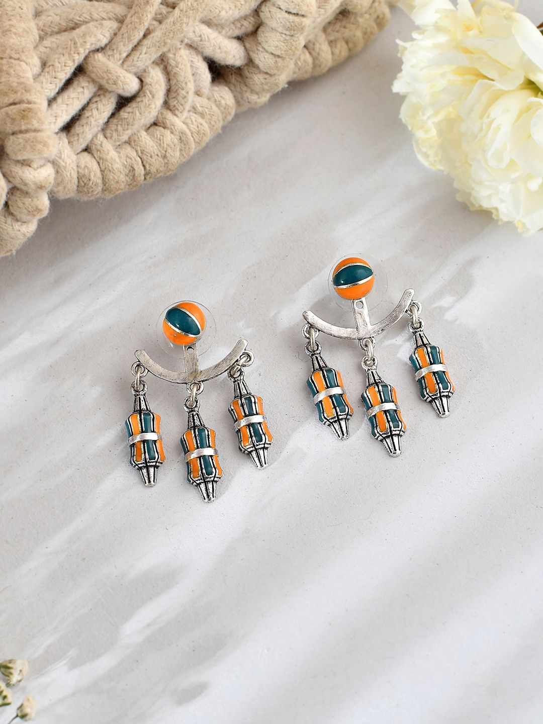 Voylla Silver-Plated Drop Earrings-picture-28