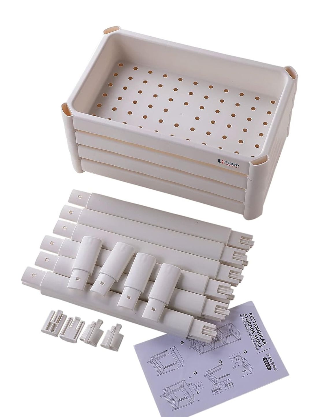 Kuber Industries White Textured Waterproof 4 Layer Bathroom Shelf-picture-35