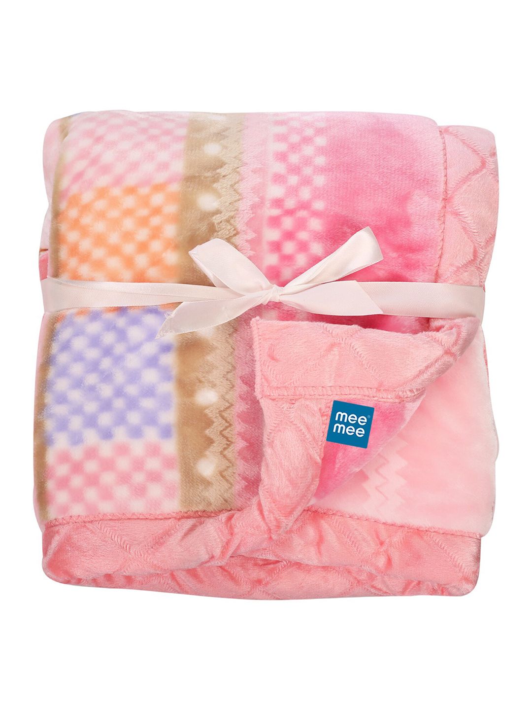 MeeMee Pink & Blue Mink Mild Winter Lightweight & Comfortable Single Bed Blanket-image-26