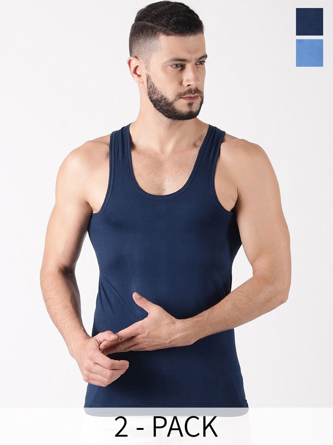Dollar Pack Of 2 Pure Cotton Basic Vests MLHVE-01-PO2-ASST5-picture-23