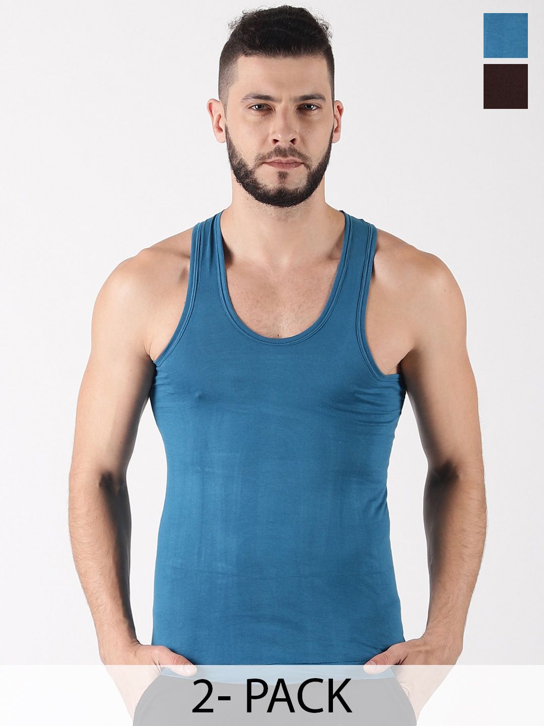 Dollar Pack Of 2 Pure Cotton Basic Vests MLHVE-01-PO2-ASST7-picture-45