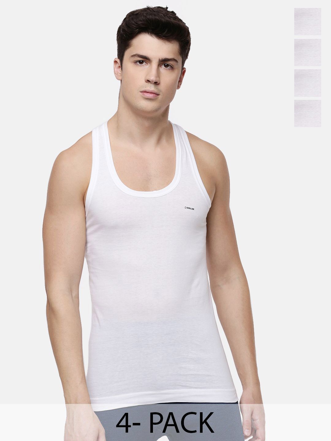 Dollar Pack Of 4 Cotton Sleeveless Innerwear Vests-picture-25