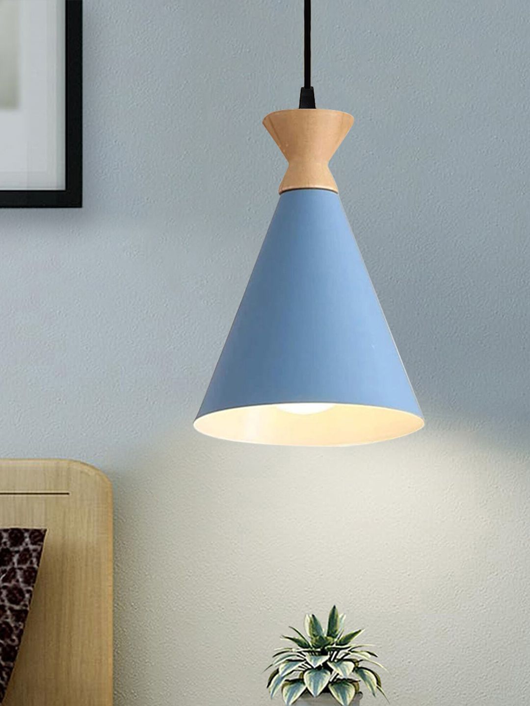 Homesake Turquoise Blue Triangle Shaped Metal Ceiling Lamp-image-15