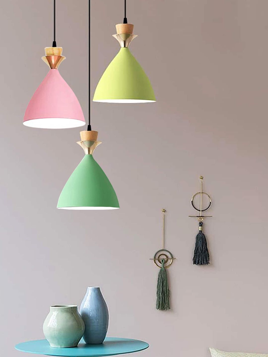 Homesake Green & Pink Metal Contemporary Ceiling Lamp-picture-51