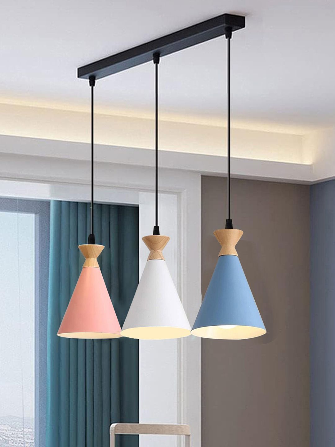 Homesake Blue & White Metal Contemporary Ceiling Lamp-picture-30