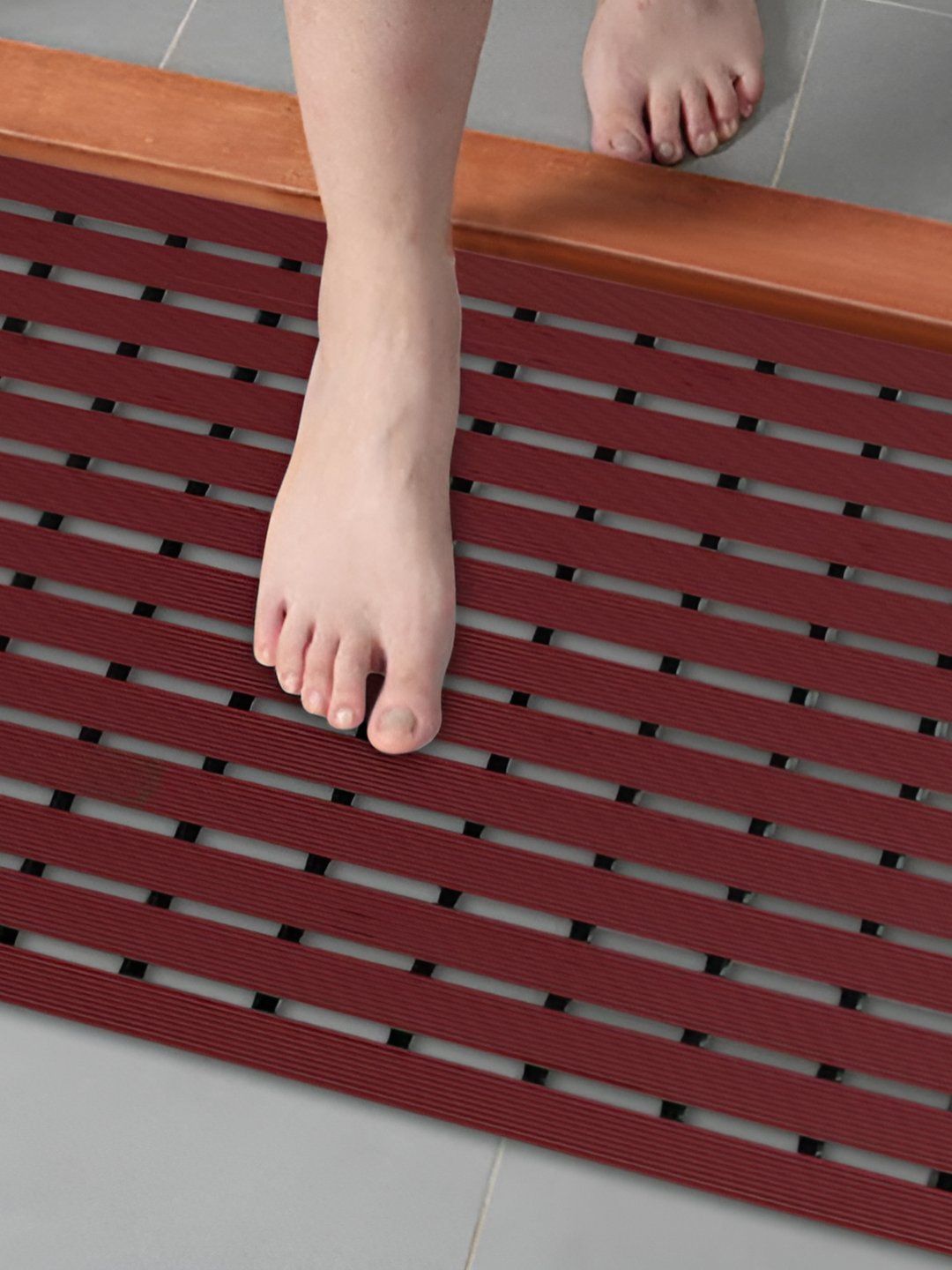 CASA-NEST Burgundy Textured 210 GSM Anti Slip Shower Mat-picture-19
