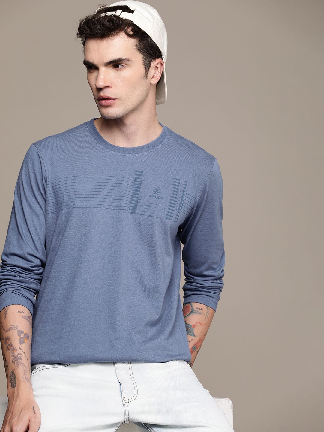 WROGN Striped Slim Fit Casual T-shirt