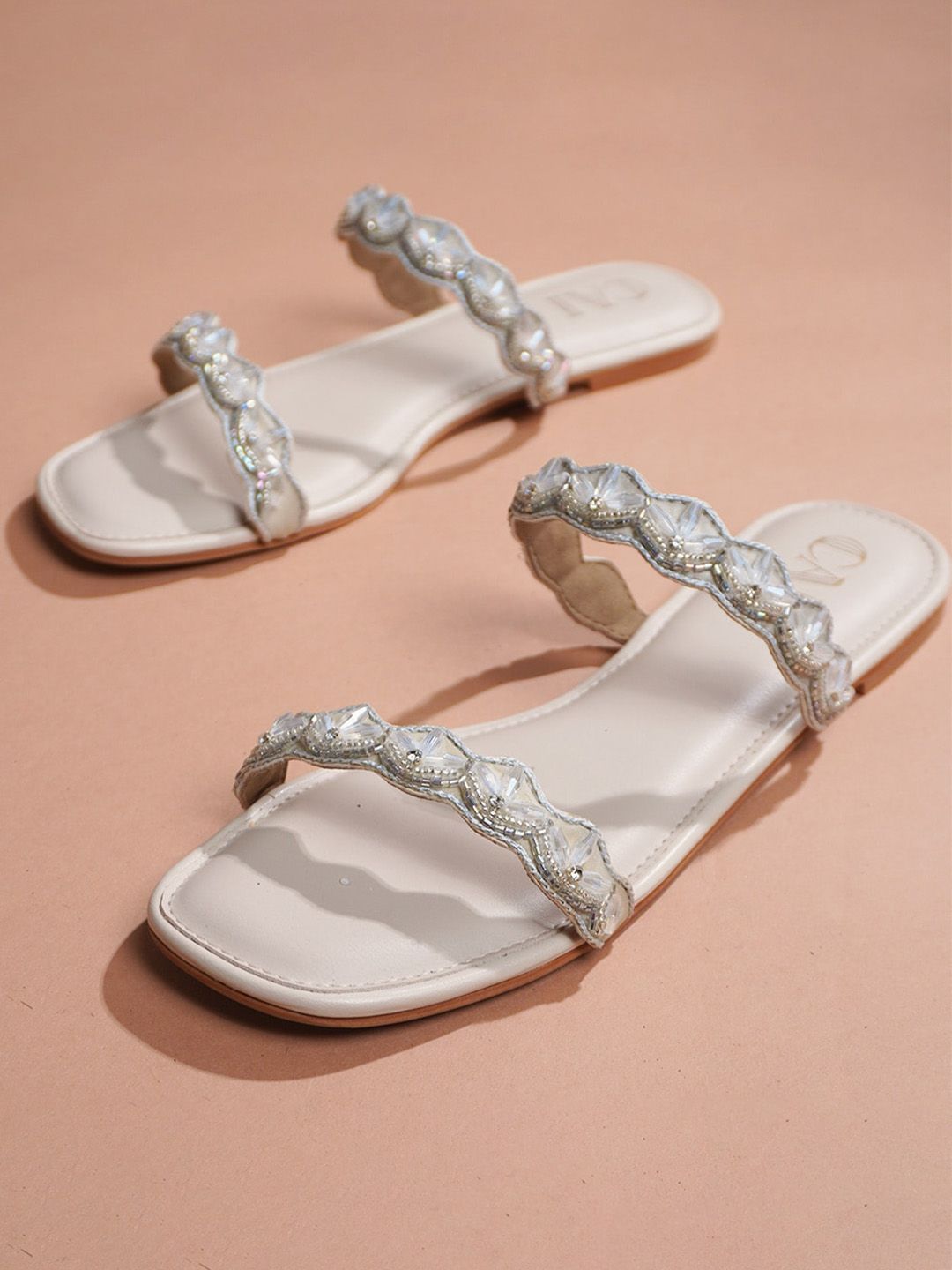CAI Embellished Open Toe Flats-picture-30
