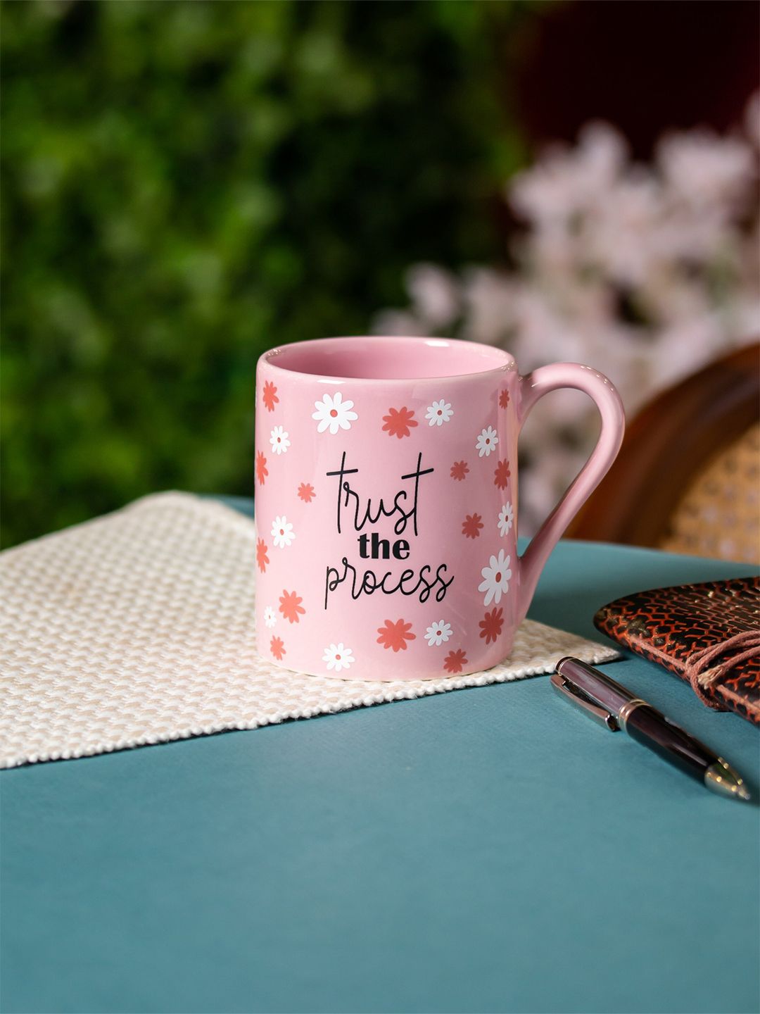 CLAY CRAFT Pink & White 2 Pieces Printed Ceramic Glossy Mugs 350 ML Each-image-20