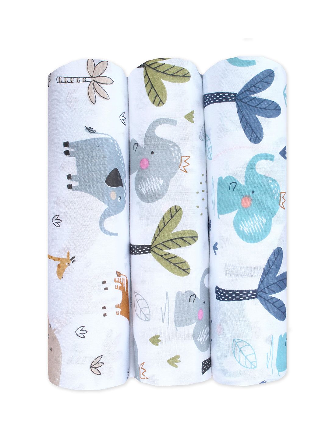 Trance Home Linen 
Baby Pug Large Size Set of 3 Cotton Baby Swaddle Wrap-image-30