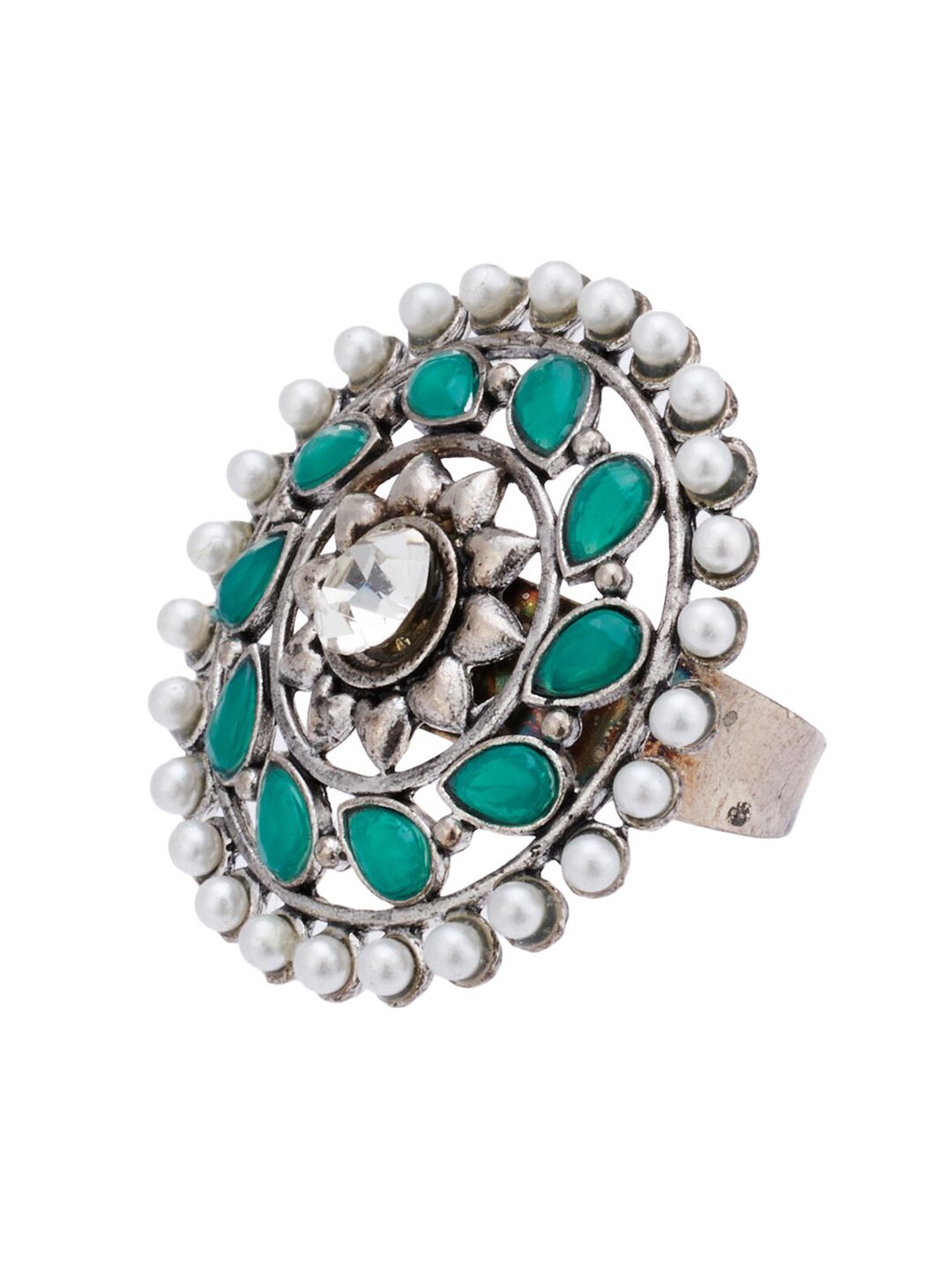 ATIBELLE German Silver Bangles With Earrings & Finger Ring Set