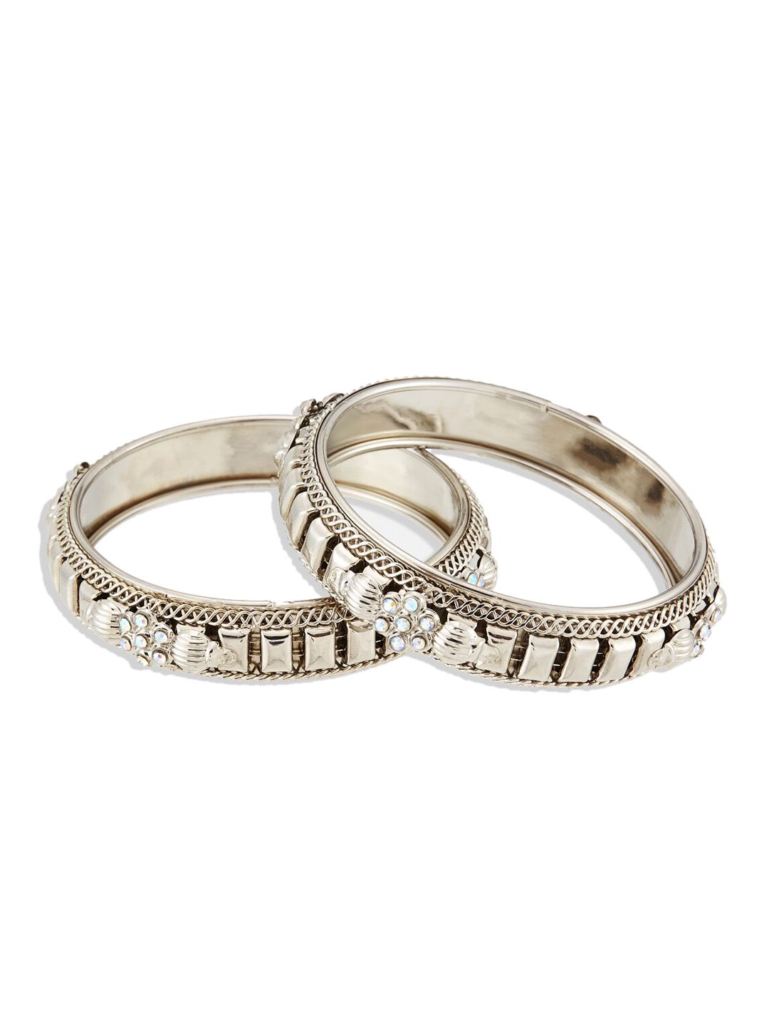 ATIBELLE German Silver Bangles With Earrings & Finger Ring Set