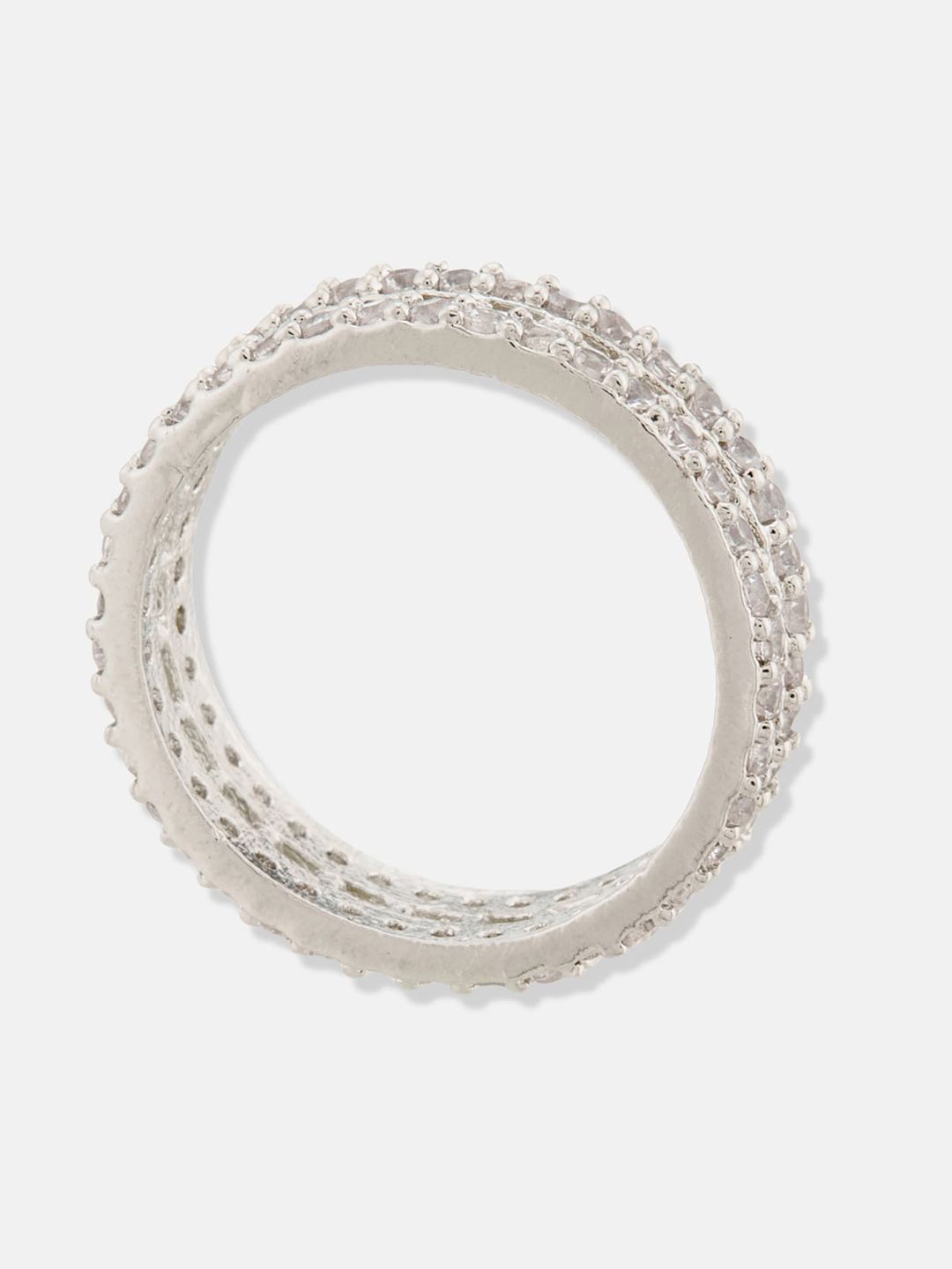 ATIBELLE Silver Plated CZ Studded Finger Ring