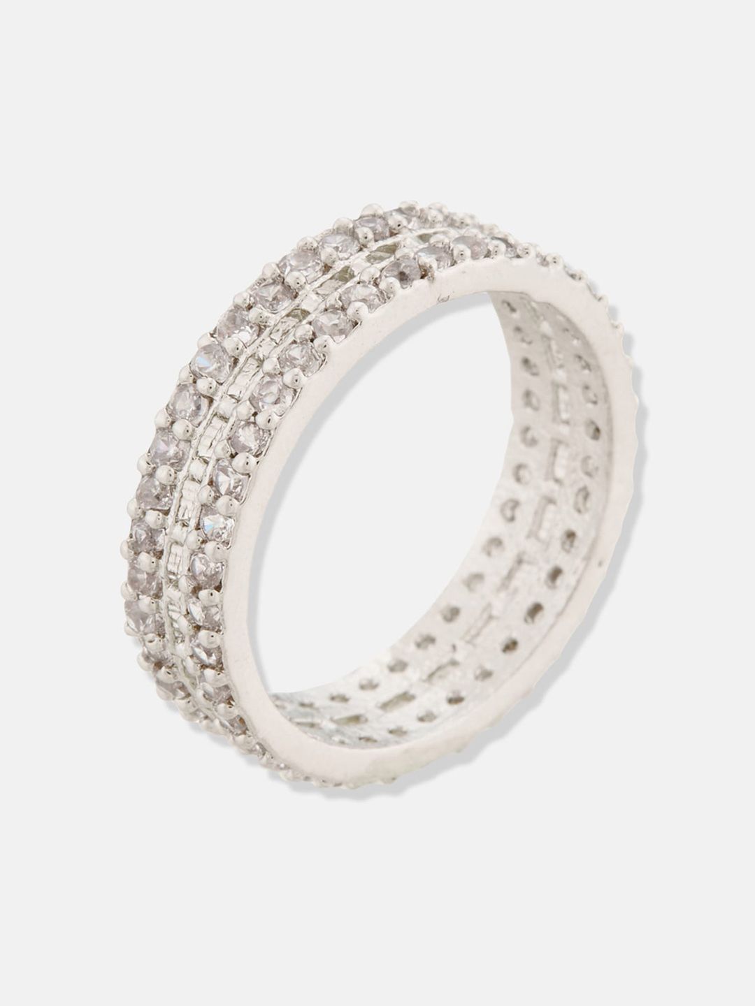 ATIBELLE Silver Plated CZ Studded Finger Ring