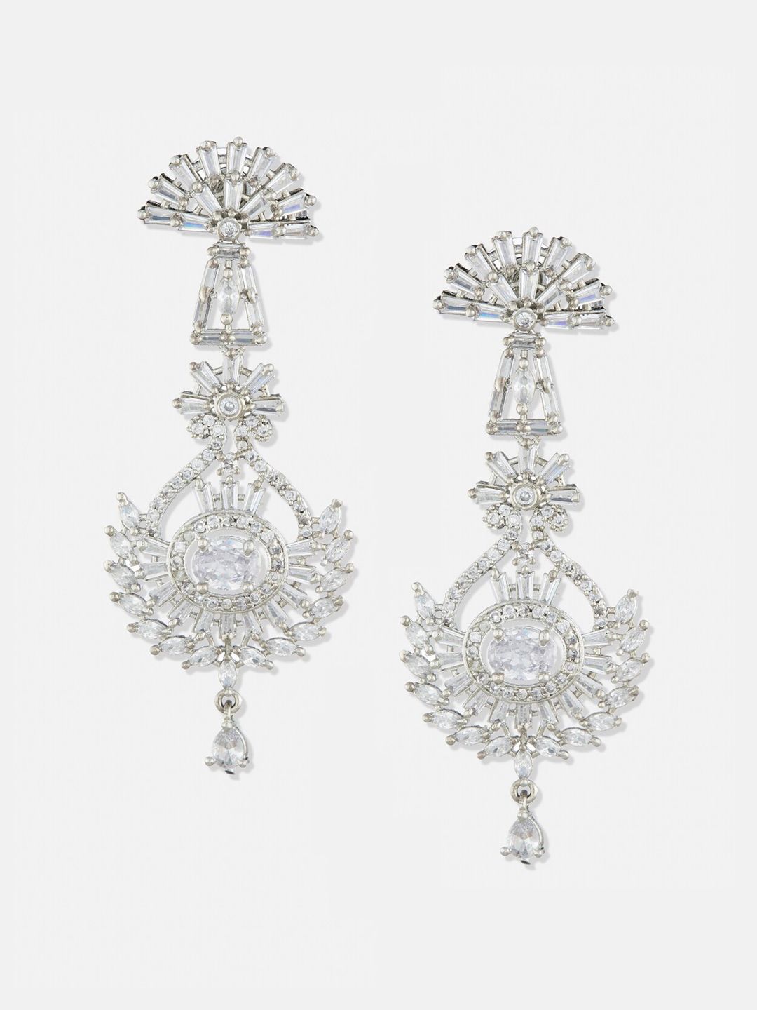 ATIBELLE Silver Plated Cubic Zirconia Studded Jewellery Set