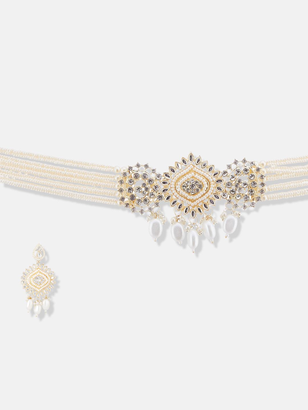 ATIBELLE Gold-Plated Kundan Studded & Beads Beaded Jewellery Set