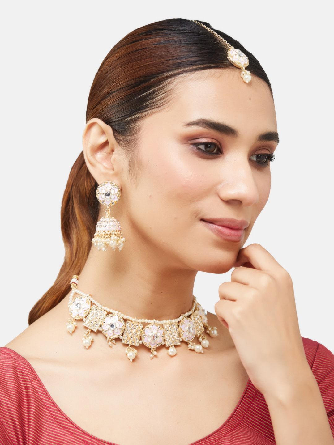 ATIBELLE Gold Plated Kundan Studded Jewellery Set