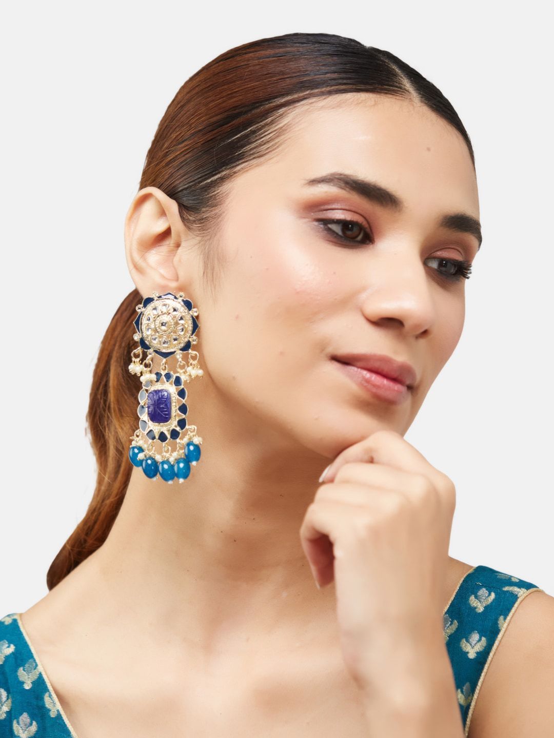 ATIBELLE Gold-Plated Contemporary Drop Earrings