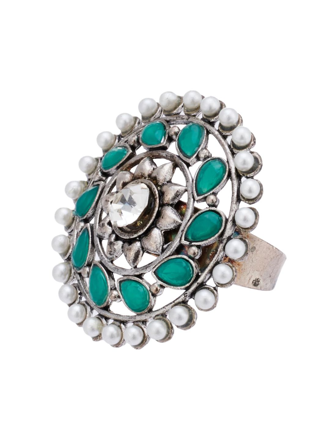 ATIBELLE German Silver Stone Studded Jewellery Set