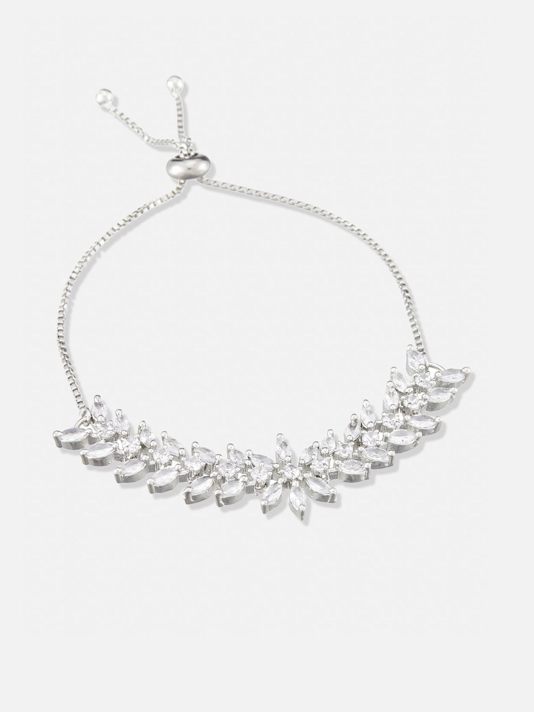 ATIBELLE Silver Plated Cubic Zirconia Studded Bracelet & Ring Set