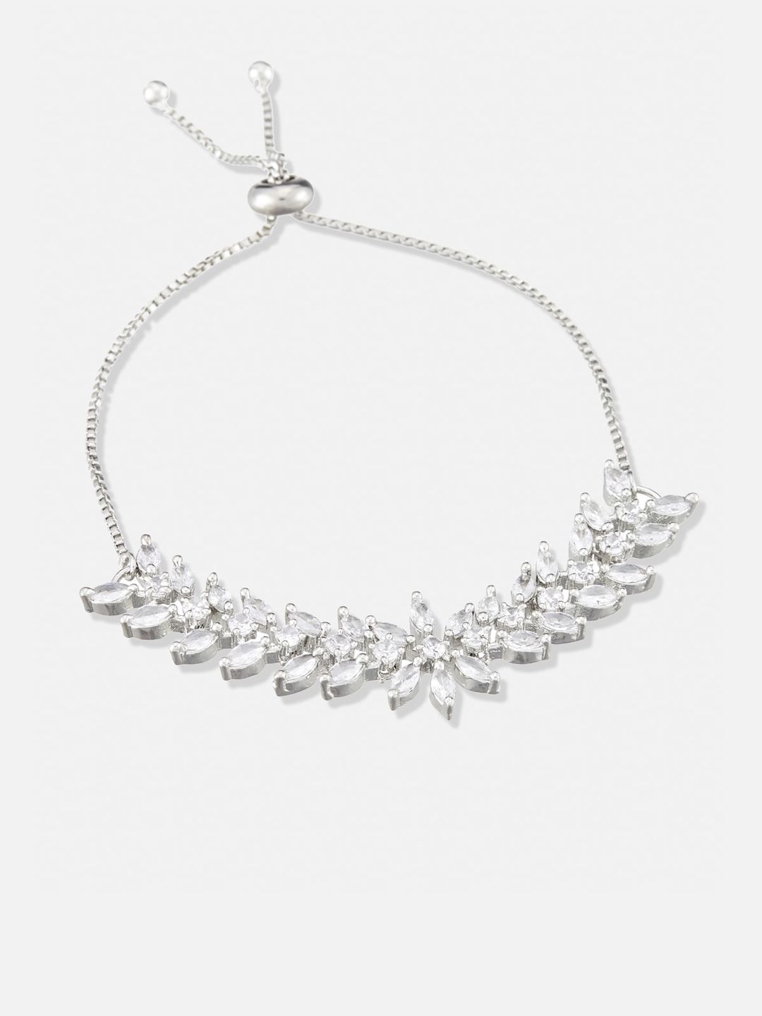 ATIBELLE Silver Plated Cubic Zirconia Studded Jewellery Set