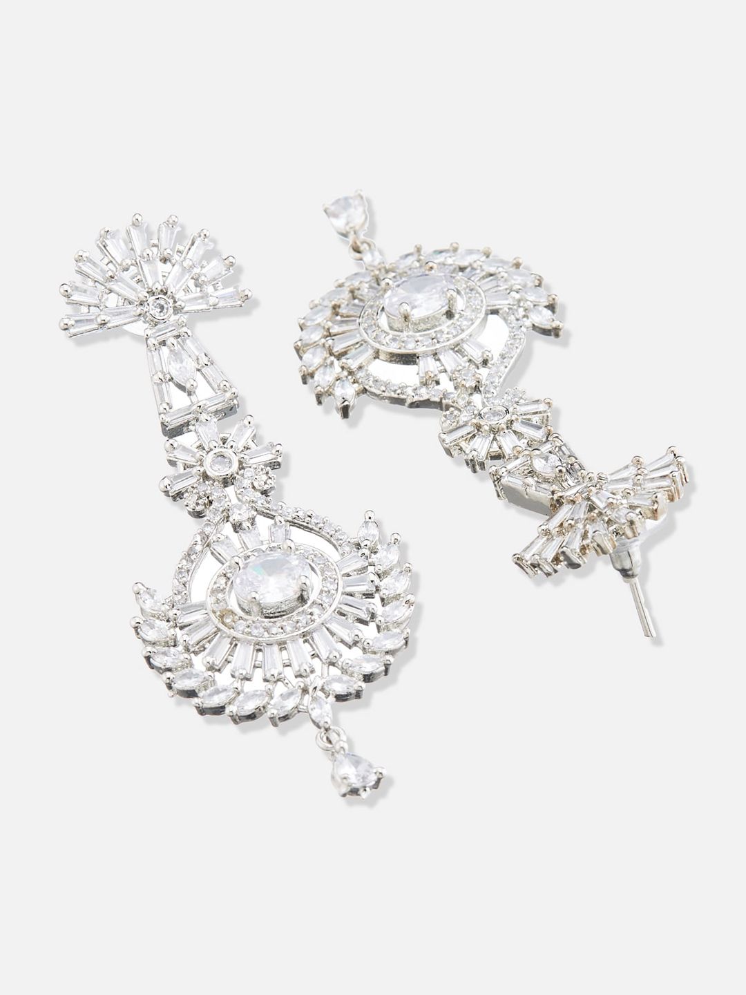 ATIBELLE Silver Plated Cubic Zirconia Studded Jewellery Set