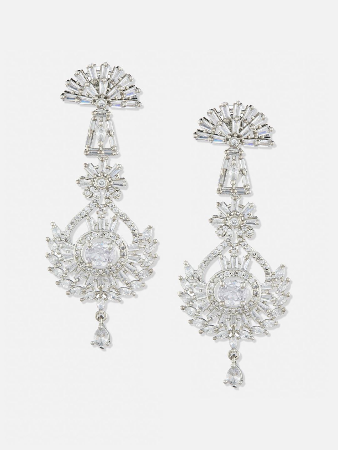 ATIBELLE Silver Plated Cubic Zirconia Studded Jewellery Set