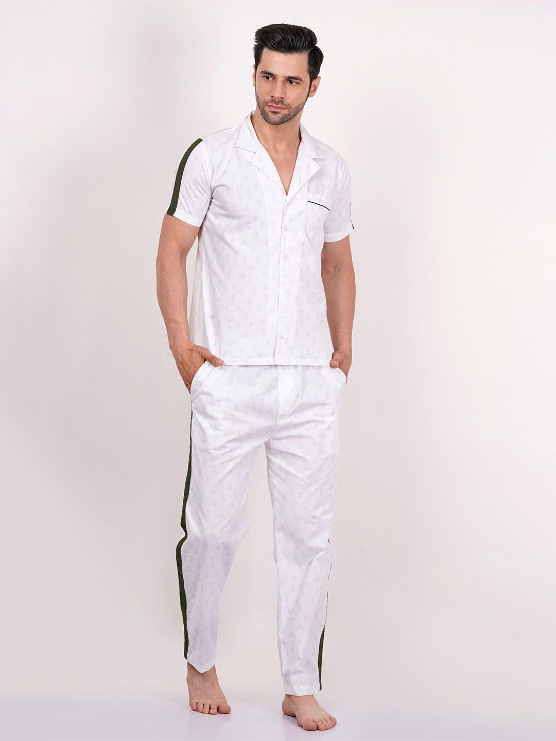 BAESD Conversational Printed Lapel Collar Night Suit-picture-37