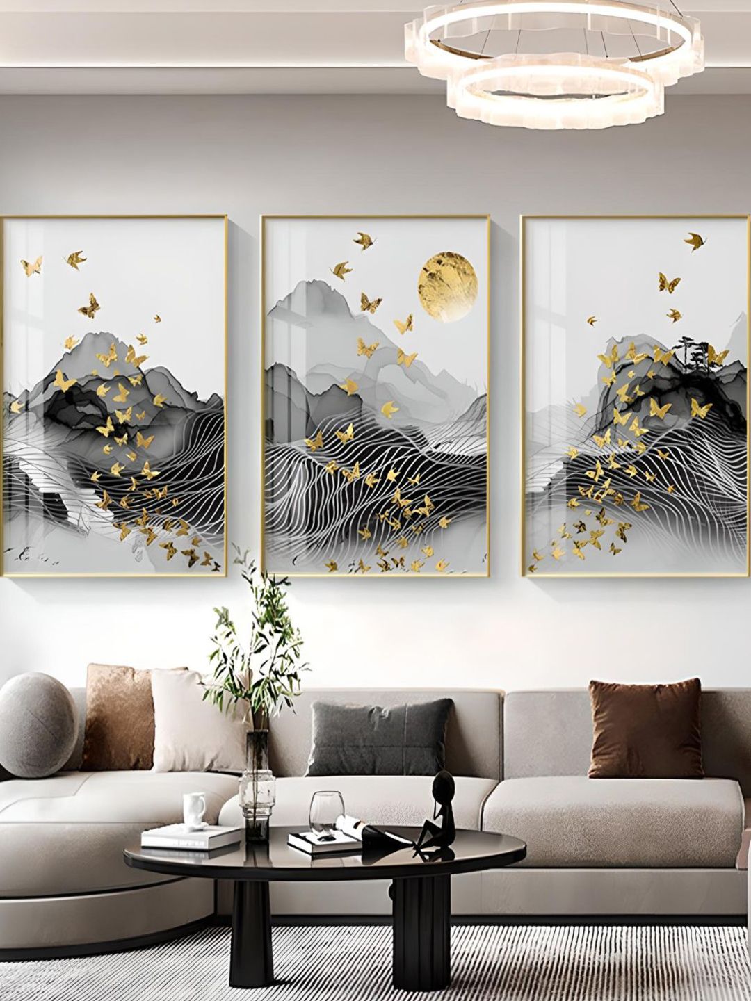 THE HANDMADE FLAIR 3 Pcs Black & White Landscape Framed Painting Wall Art-image-20