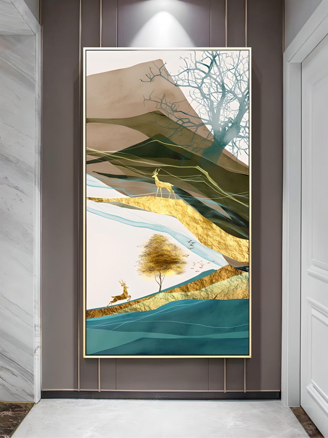 THE HANDMADE FLAIR Brown & Gold Toned Abstract Wooden Wall Art-image-40