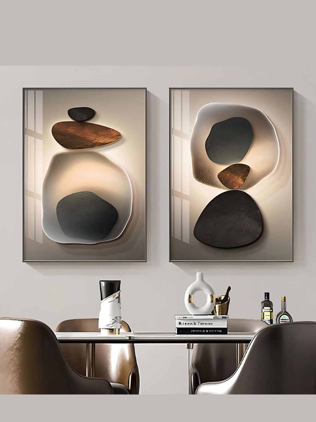 THE HANDMADE FLAIR Black Pebble Wall Art-image-5