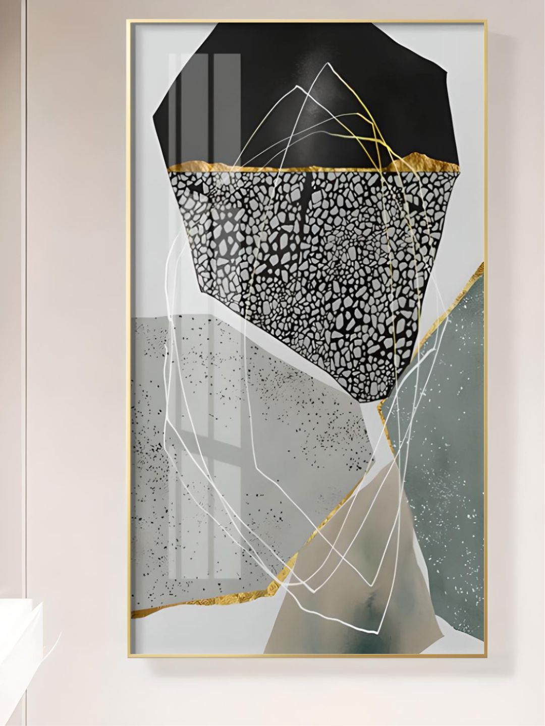 THE HANDMADE FLAIR Black & Grey Abstract Wooden Pebbles Contemporary Painting Wall Art-picture-28