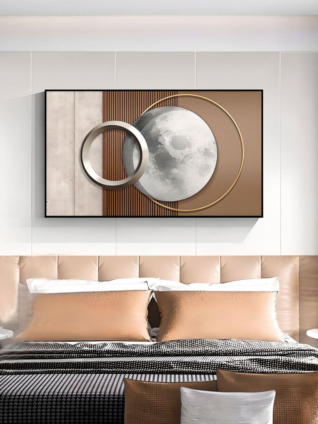 THE HANDMADE FLAIR Brown & Grey Wooden Abstract Paintings Wall Art-image-45
