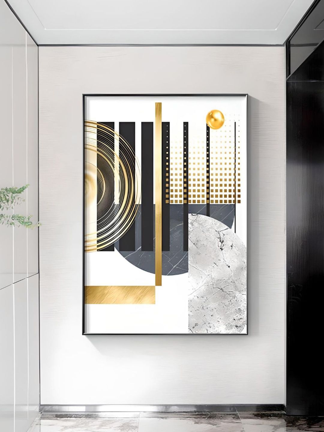 THE HANDMADE FLAIR White & Grey 1 Piece Wood Geometric Painting Wall Arts-image-41