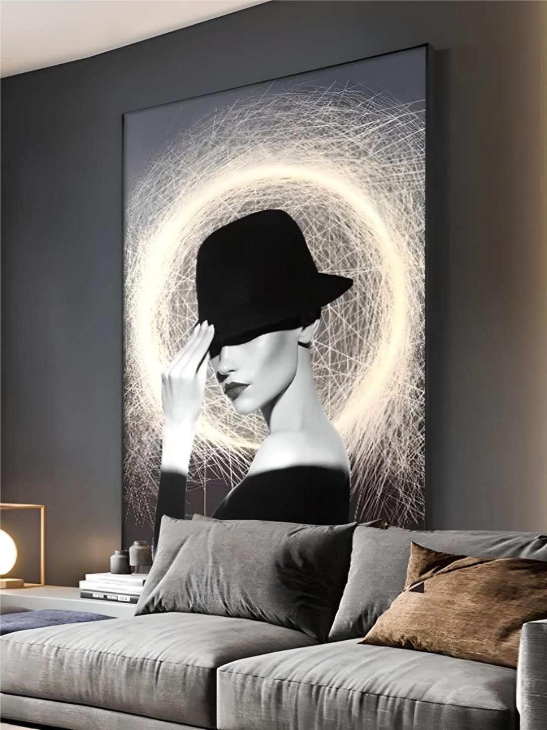 THE HANDMADE FLAIR Grey & Black Abstract Printed Wooden Wall Art-picture-15