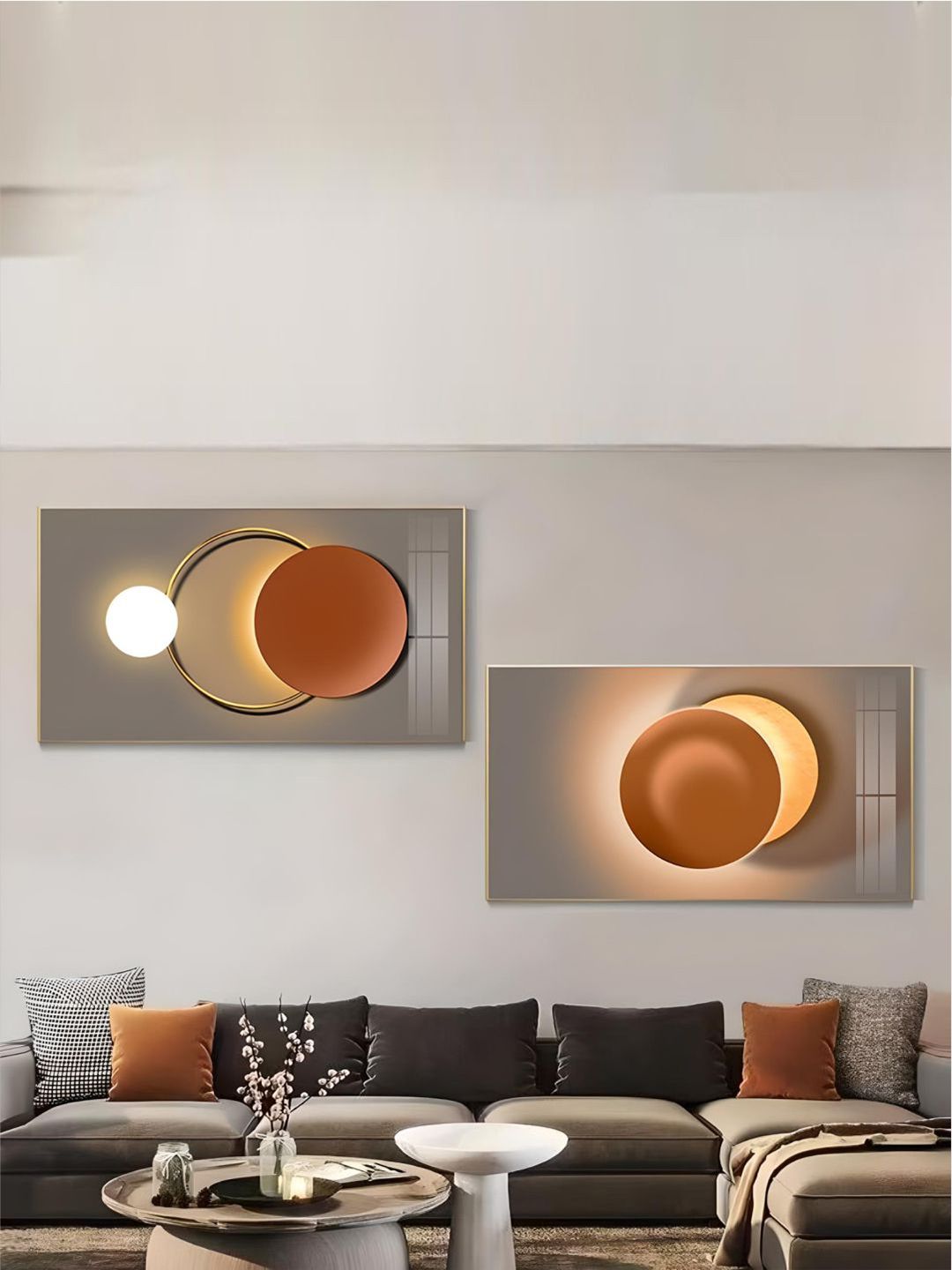 THE HANDMADE FLAIR Grey & Brown 2 Pieces Wood Abstract Architectural Painting Wall Arts-picture-38
