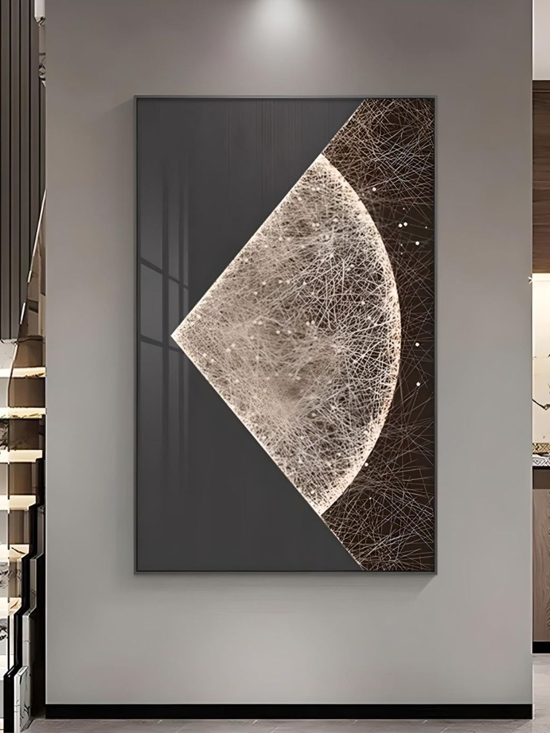 THE HANDMADE FLAIR Beige & Black Abstract Framed Painting Wall Art-picture-55