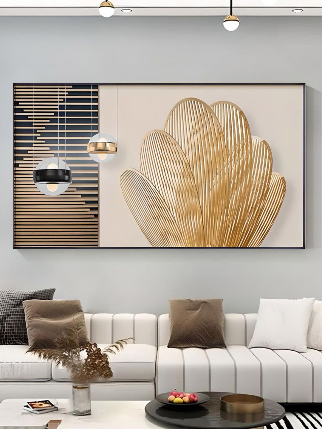 THE HANDMADE FLAIR Cream & Brown Abstract Wooden Wall Art-image-43