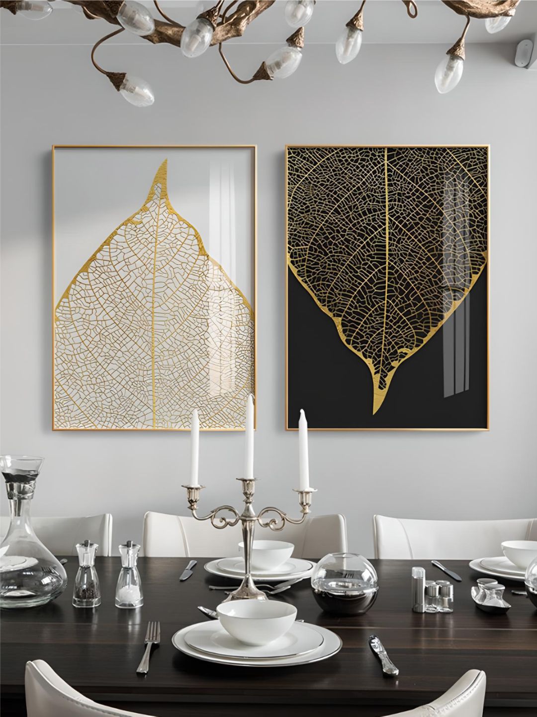 THE HANDMADE FLAIR White & Black 2 Pieces Abstract Printed Wooden Wall Arts-picture-20